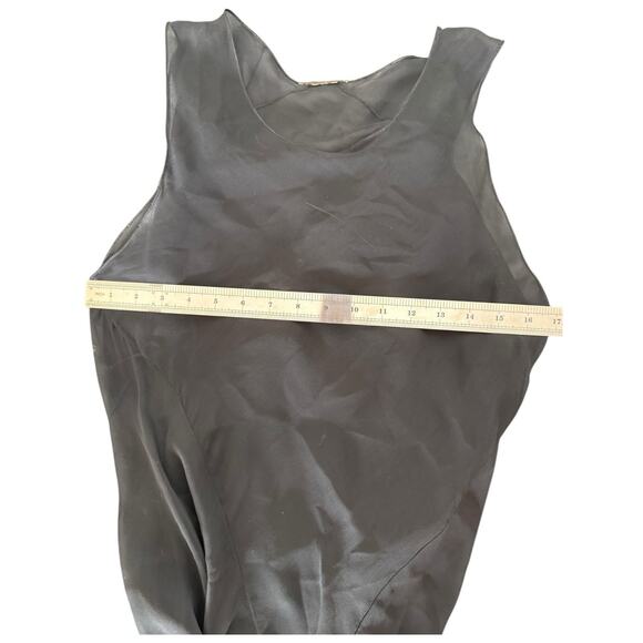 Vintage Sheer Silk Black Maxi Dress Bias Cut Medium Tank Gown Delicate Fairy - Picture 5 of 8
